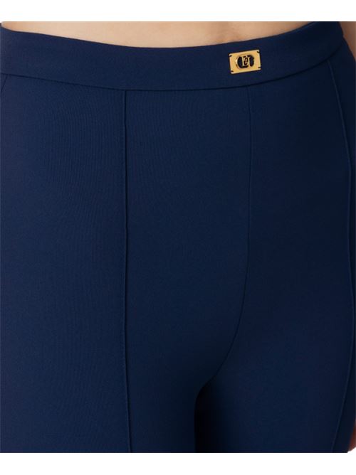 PANTALONI A ZAMPA CON PLACCA LOGO ELISABETTA FRANCHI | PA07951E2DC8 oltremare